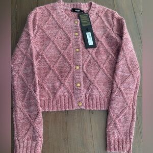Versace women knit metallic lurex sweater pale pink NWT